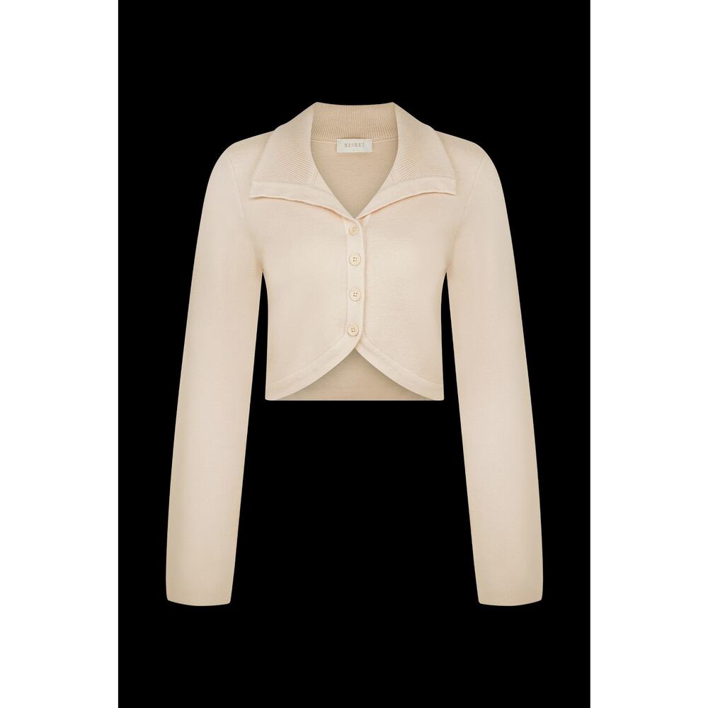 Meshki Annabelle Knit Curved Hem Cardigan - M - Cream
